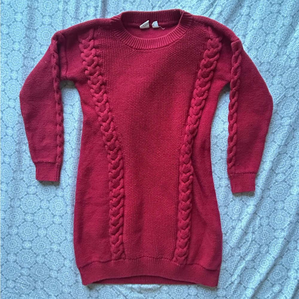 GAP Red Cable Knit Sweater Dress